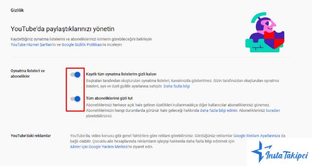 youtube abone sayısını gizleme özelliği