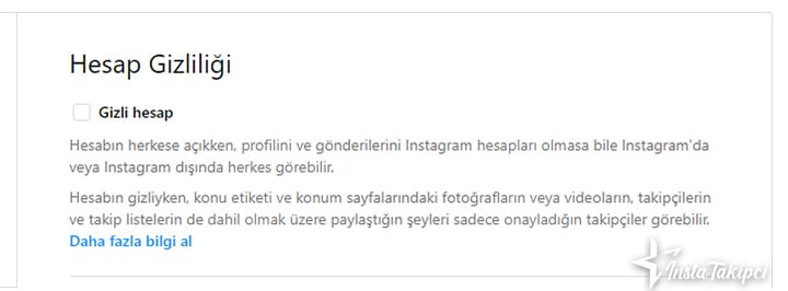 bilgisayardan instagram hesap gizliliği