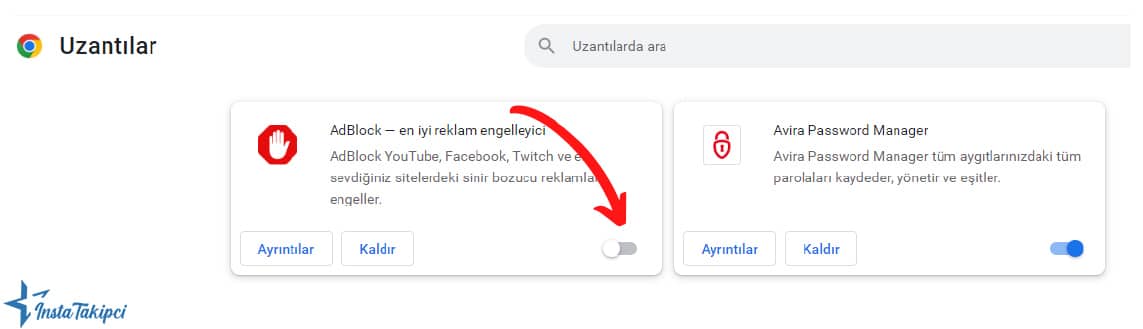 chrome uzantı devre dışı bırakma