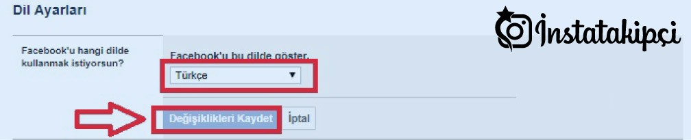 facebook dil değiştirme