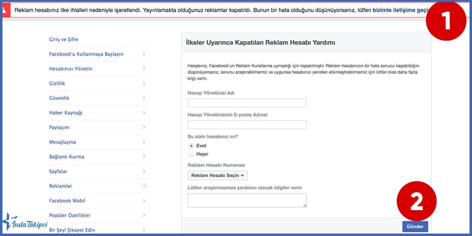 Facebook Kapatılan Reklam Hesabı Nasıl Açılır?