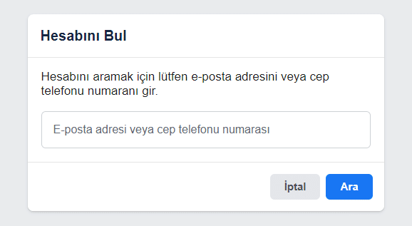 facebook hesabı bulma