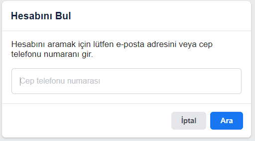 cep telefonu ile şifre bulma