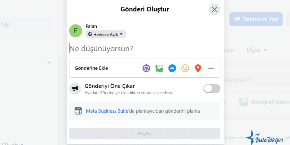 facebook işletme sayfası gönderi oluştur