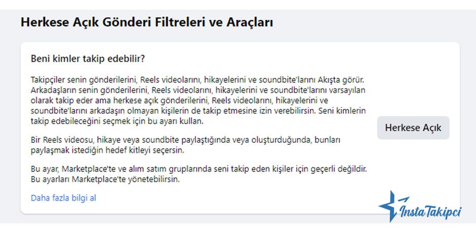 facebook takipçi ayarları