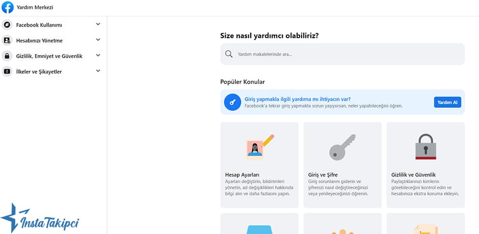 facebook yardım merkezi