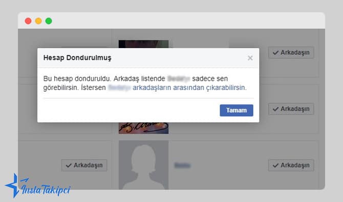 facebook'ta dondurulmuş hesap