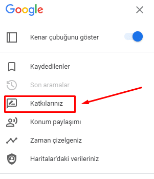 google haritalar katkılarınız butonu