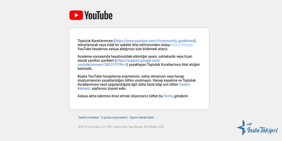 hesabım askıya alındı youtube