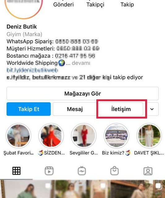 instagram iletişime geç