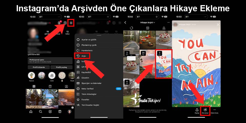 instagram arşivden öne çıkan hikaye ekleme