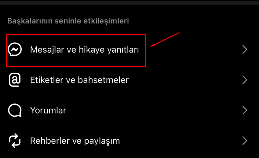 instagram başkalarının seninle etkileşimleri