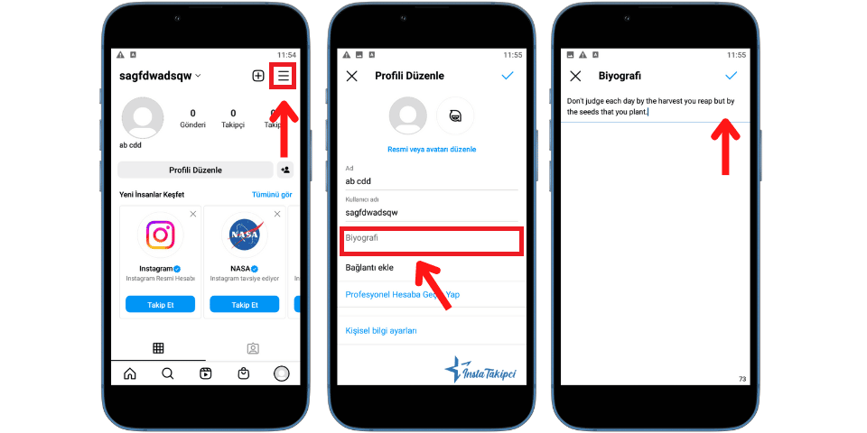 Instagram Biyografi Ekleme