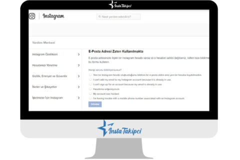 Instagram E-posta Adresi Zaten Kullanılmakta Hatası Formu