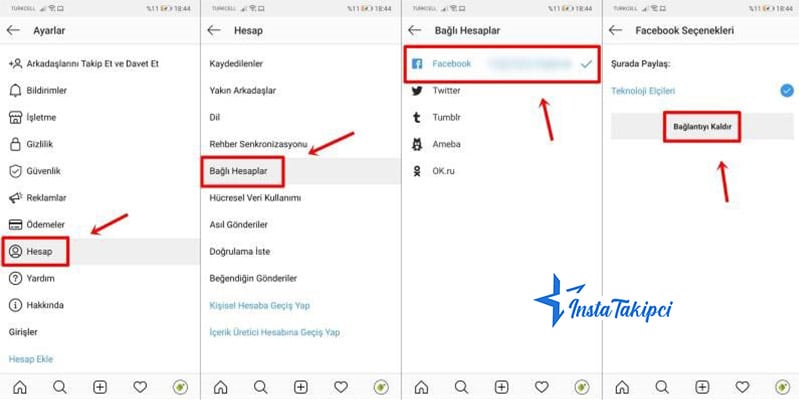 instagram facebook bağlantısını kaldırma
