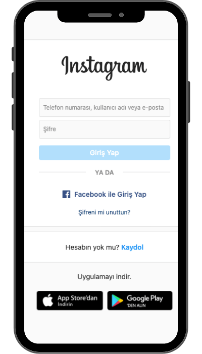 instagram hesabınıza giriş yapın