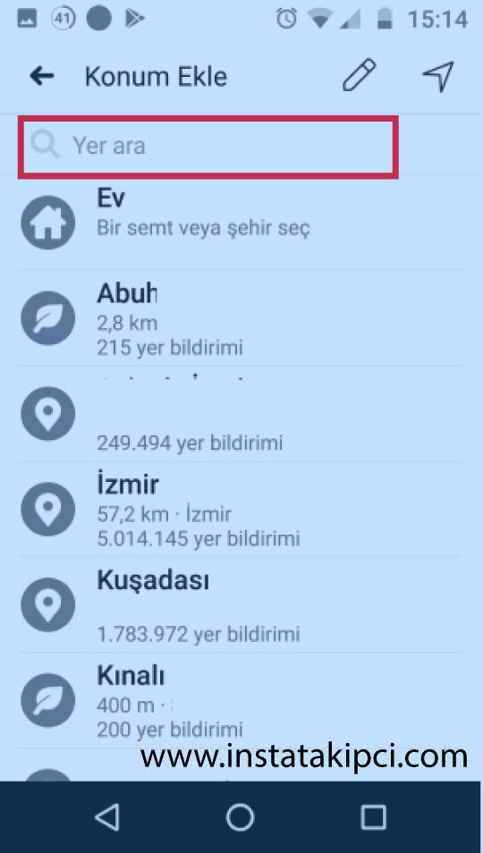 instagram konum ekleme