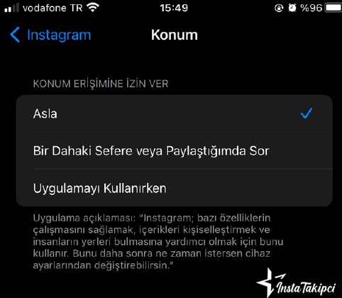 instagram konum erişimi