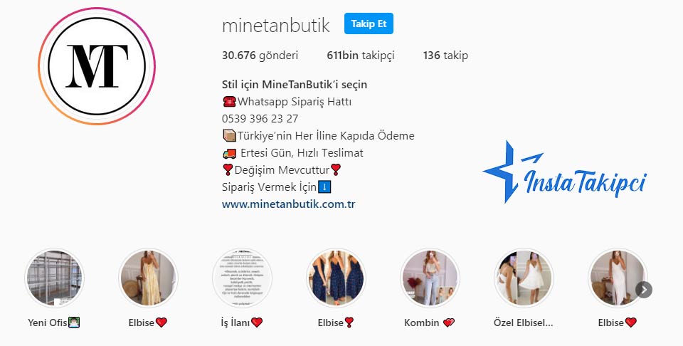 en sevilen instagram butikleri minetanbutik