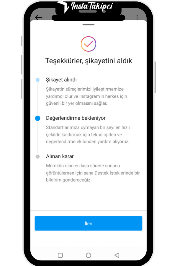 Instagram Mobil Şikayet Süreci