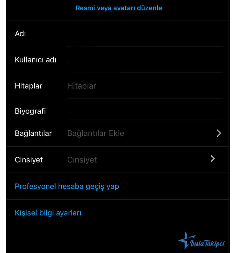instagram profili düzenle