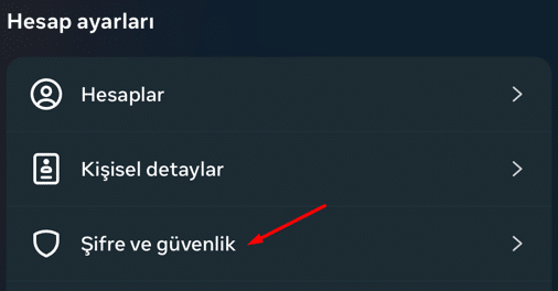 instagram şifre ve güvenlik