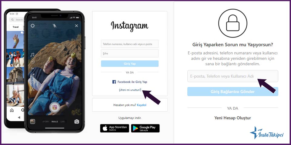 instagram şifre yenileme linki