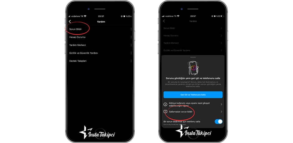 instagramdan sorun bildirme