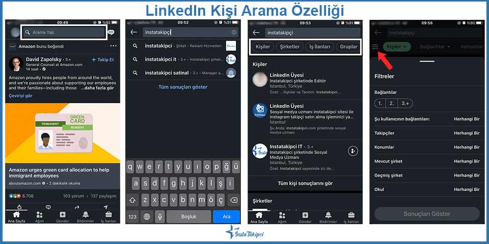 linkedin kişi arama özelliği