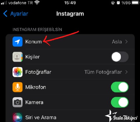 instagram konum ayarları