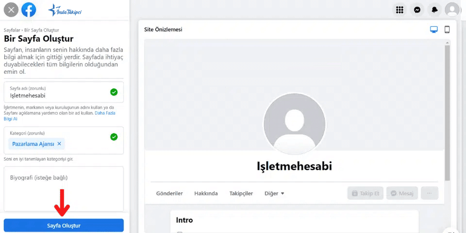 facebook işletme sayfası oluştur
