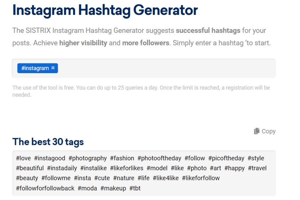 Sistrix hashtag aracı