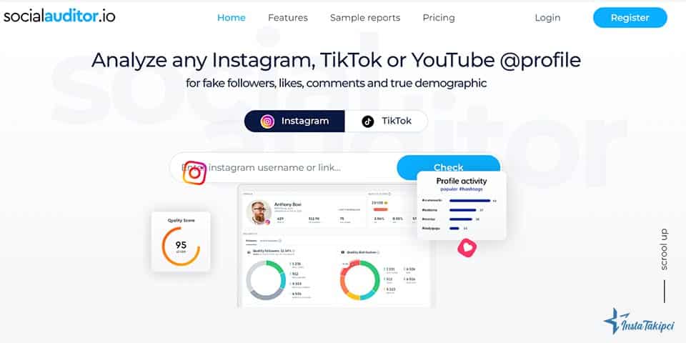 SocialAuditor.io Instagram sahte takipçi kontrol araçları