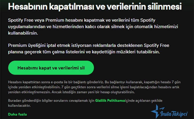 spotify hesap silme