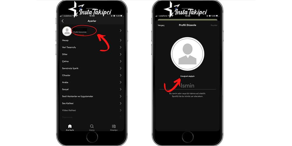 spotify profil fotoğrafı değiştirme mobil