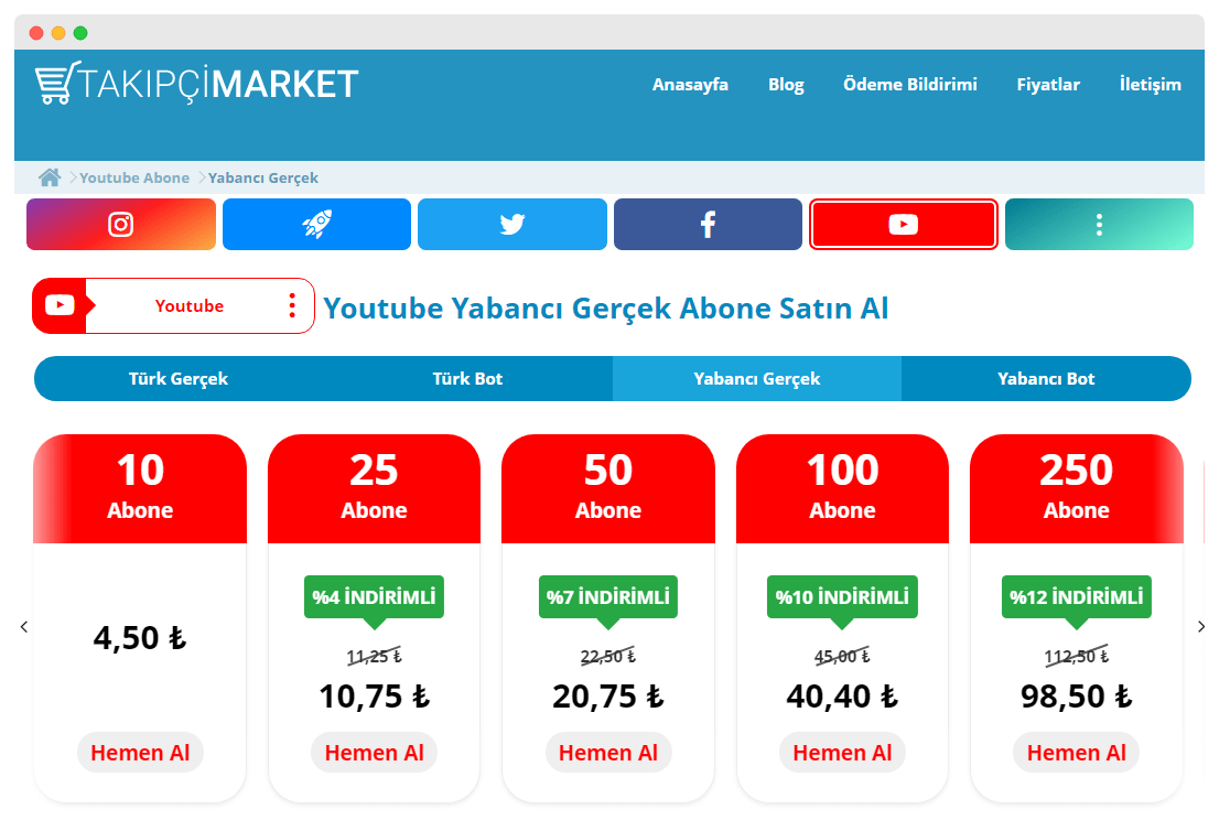 Takipci Market YouTube Hizmeti