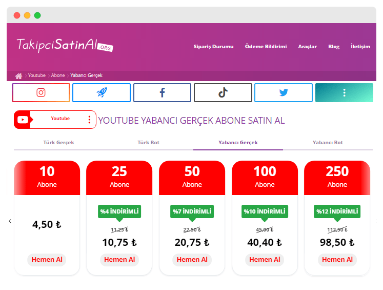 Takipcisatinal.org YouTube Hizmeti