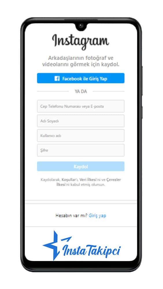 instagram hesap açma telefon