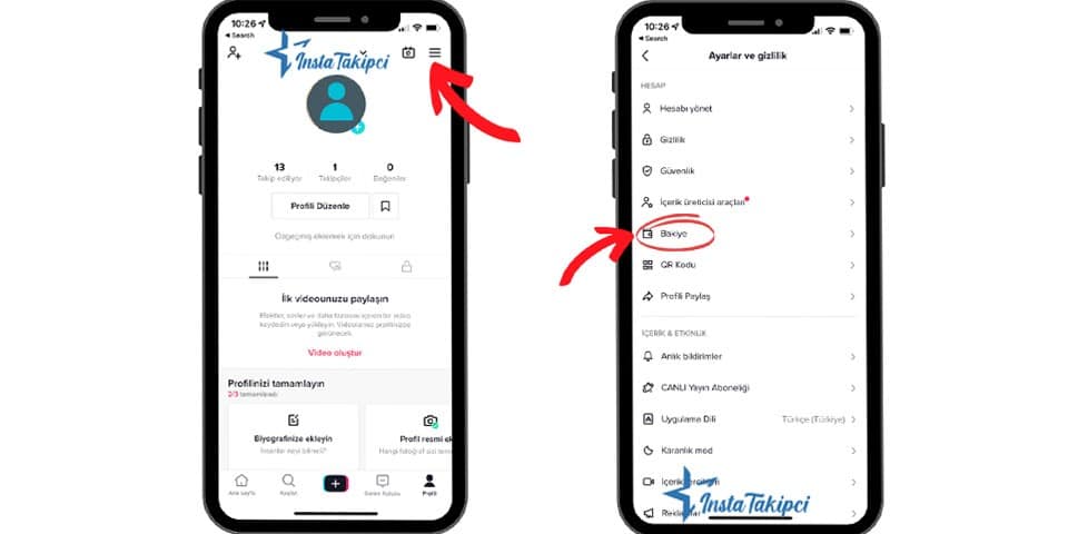 tiktok bakiye gösterme