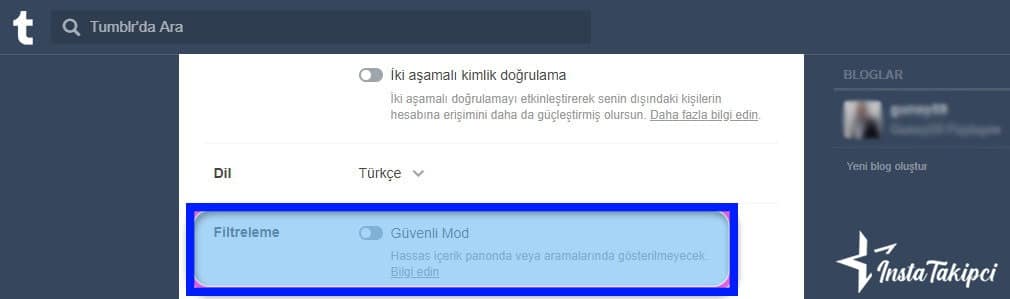 tumblr güvenli mod nasıl kapatılır bilgisayar