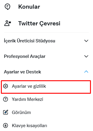 twitter ayarlar ve gizlilik