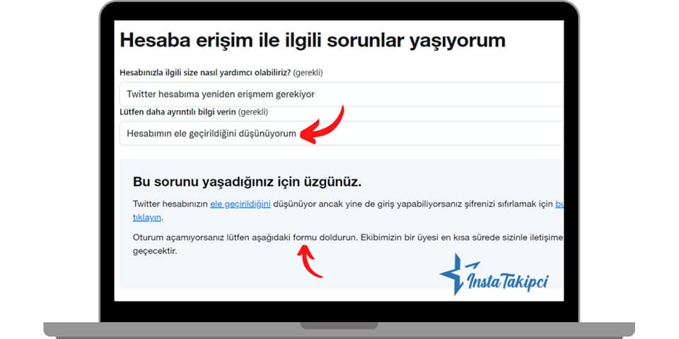 twitter hesabına erişim sorunu