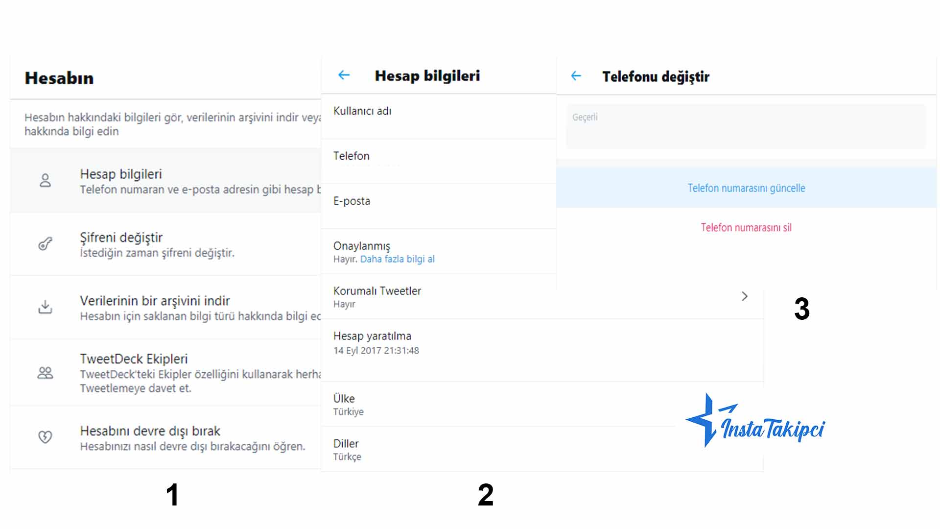 twitter telefon numarası ekleme