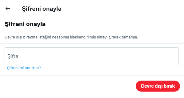 twitter şifre onayı