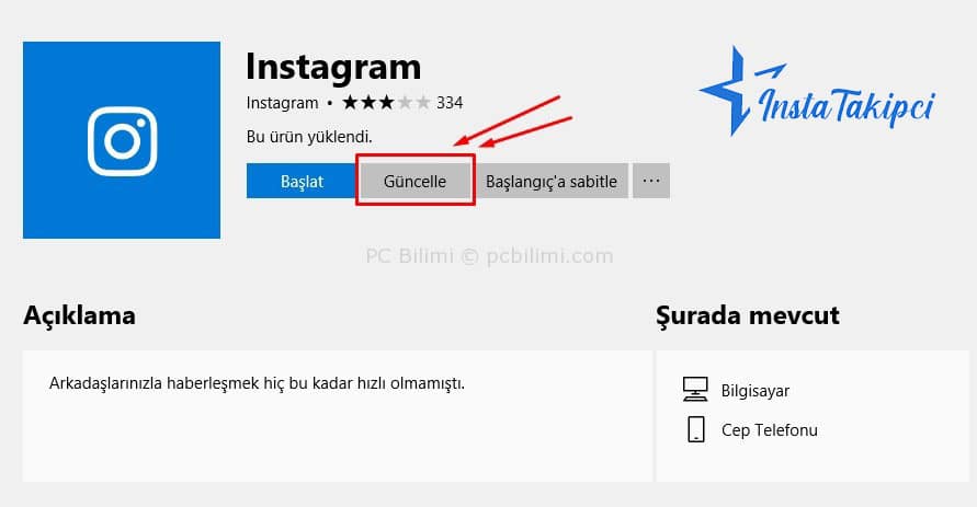 microsoft instagram güncellemesi