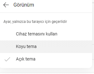 youtube cihaz temasını ayarlama