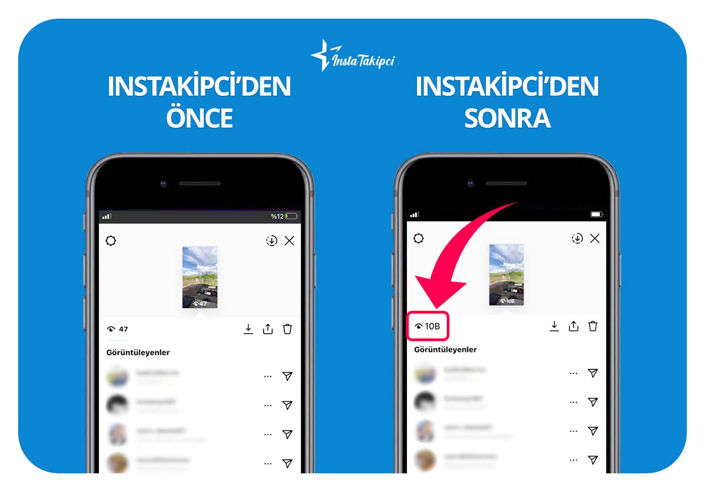 Instagram hikaye izlenme önce sonra