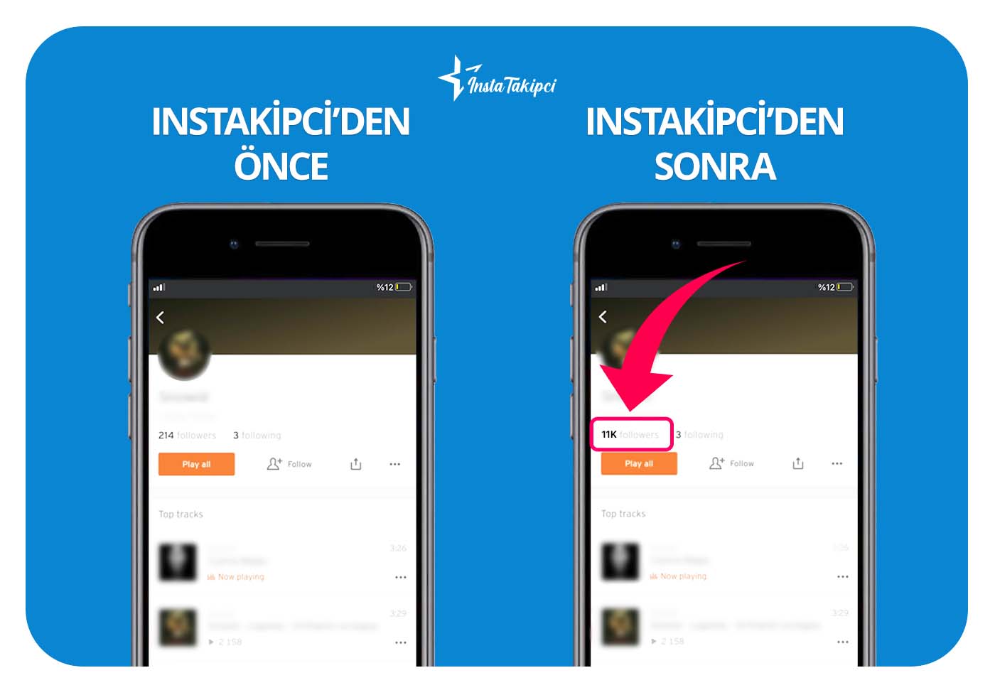 SoundCloud takipçi önce sonra