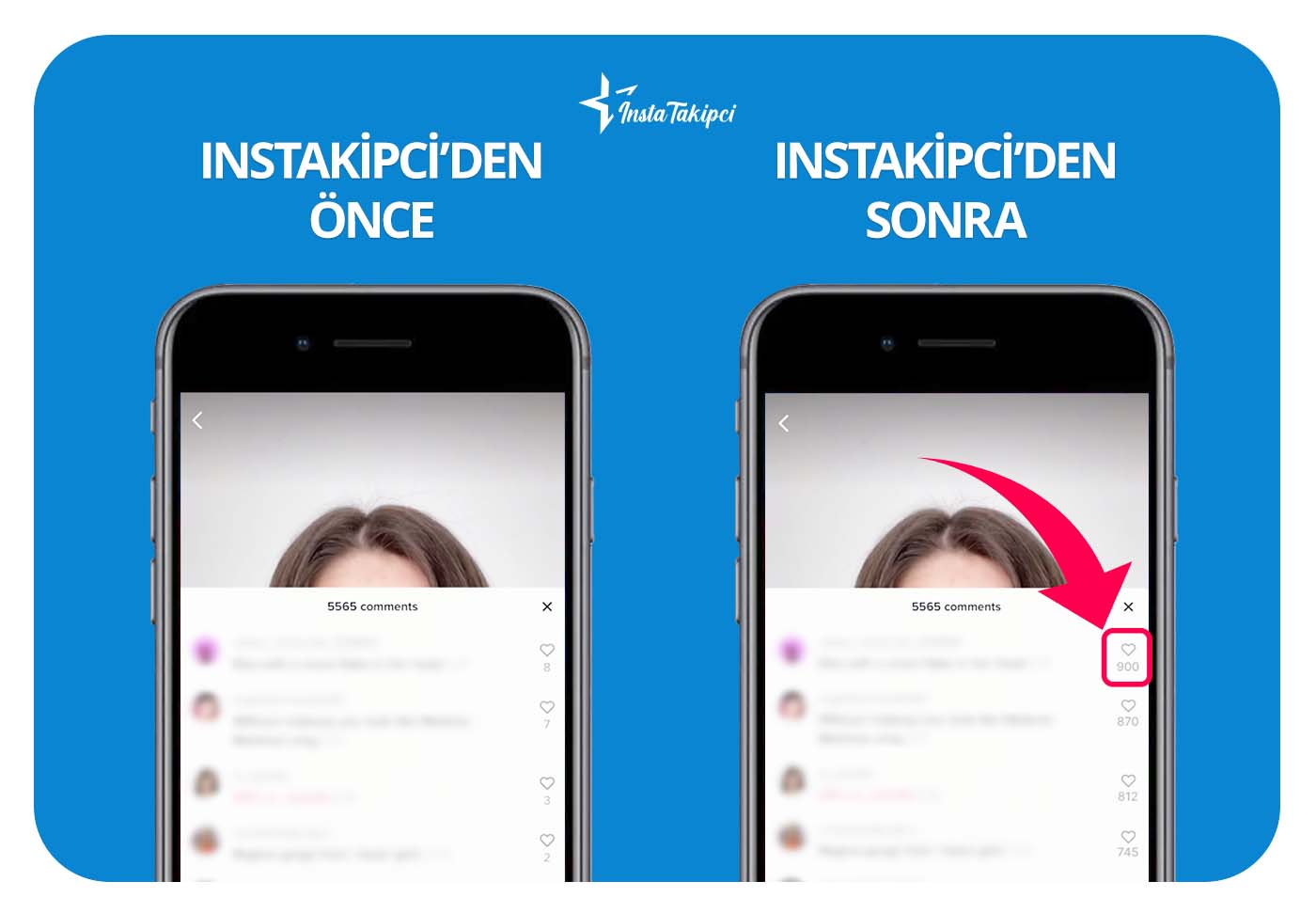 TikTok yorum beğeni önce sonra