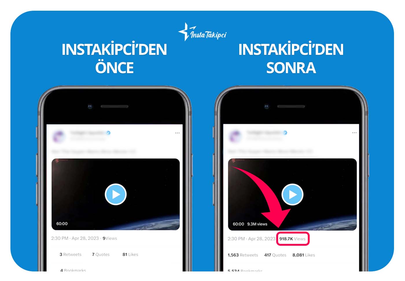 Twitter video izlenme öncesi sonrası